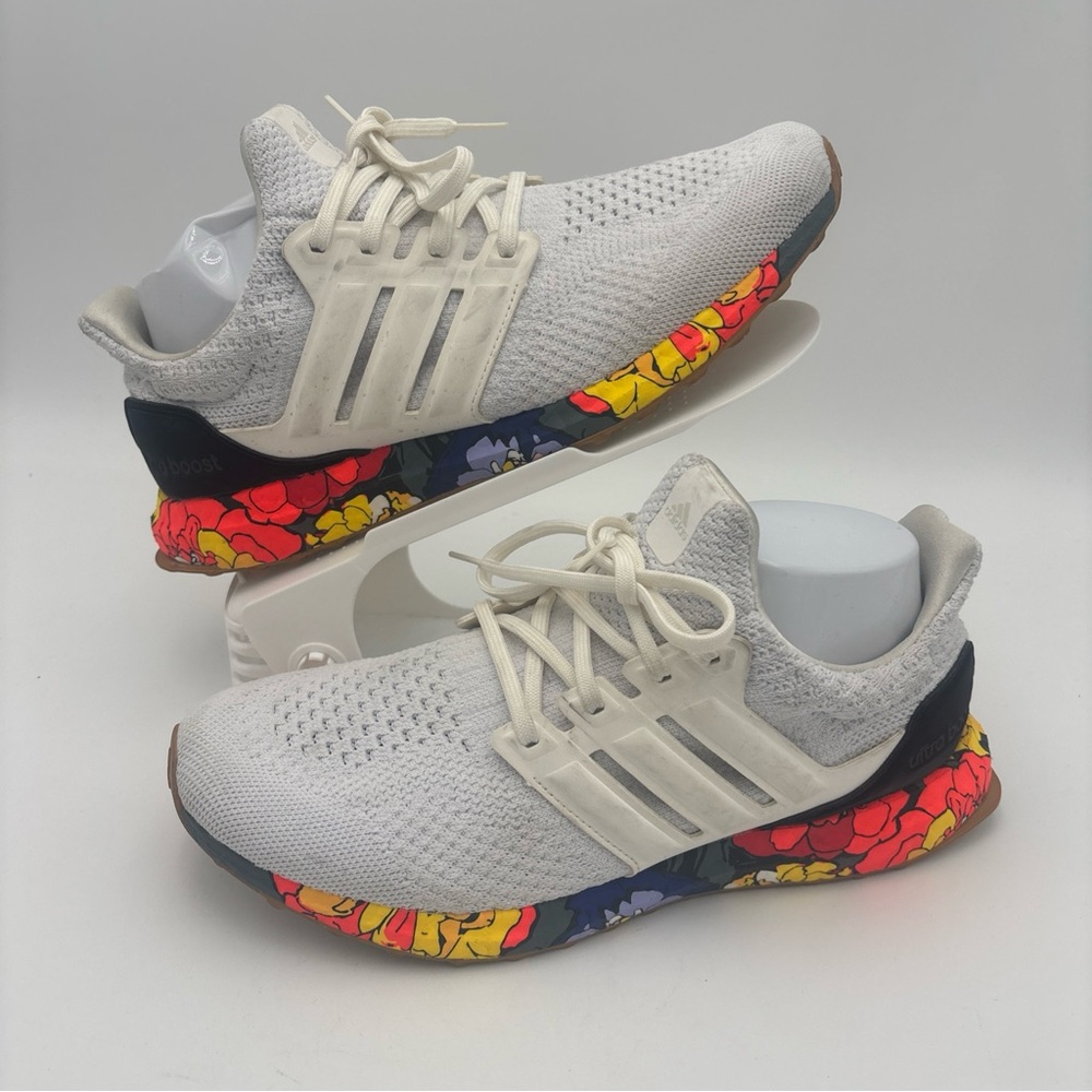 adidas White Athletic Shoes with Colorful Sole